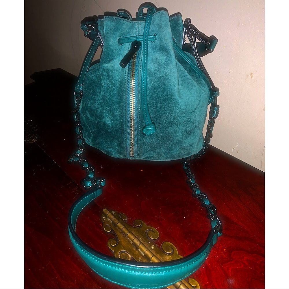 Elizabeth and james green suede bucket bag